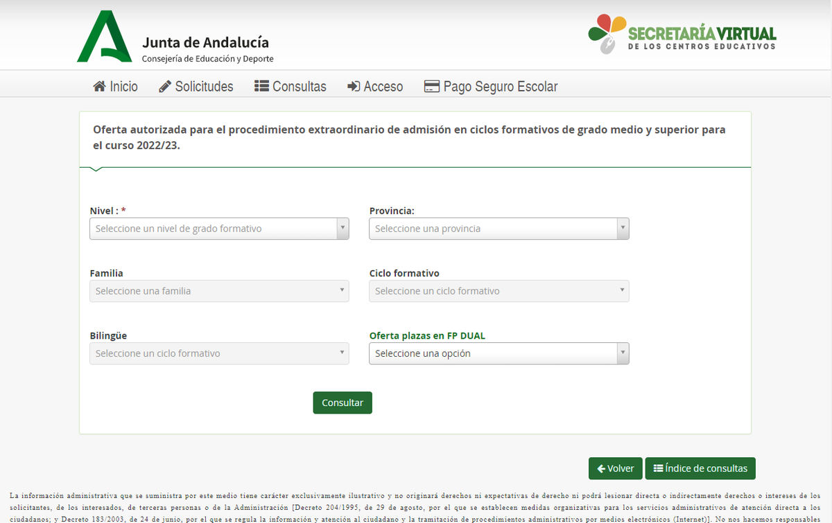 💡 Si quieres estudiar un ciclo de <a href="/FPAndaluza/">Formación Profesional Andaluza</a> el próximo curso, estás a tiempo.

🔎 Consulta las plazas disponibles para el procedimiento de admisión extraordinario en septiembre.

✅ Ciclos de grado medio y superior para el curso 2022/23.

ℹ lajunta.es/12vvs