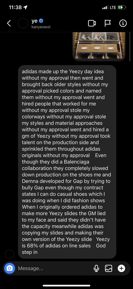 JustFreshKicks's tweet photo. A message from Kanye 👀🍿 https://t.co/JCY7950bSL