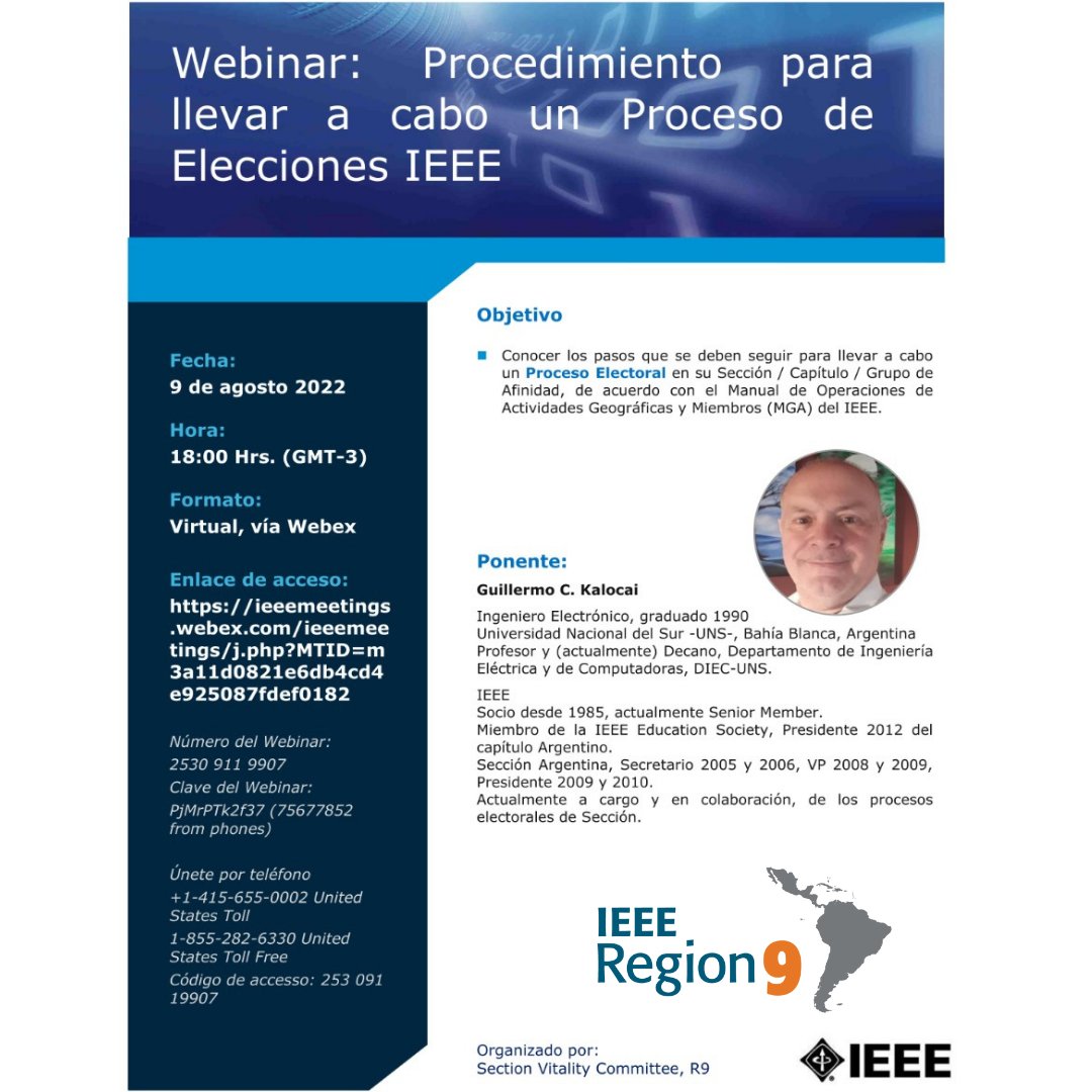 #R9_News The Region 9 Section Vitality Committee has organized a very important Webinar that will provide important information to manage the Election Process in our Sections.