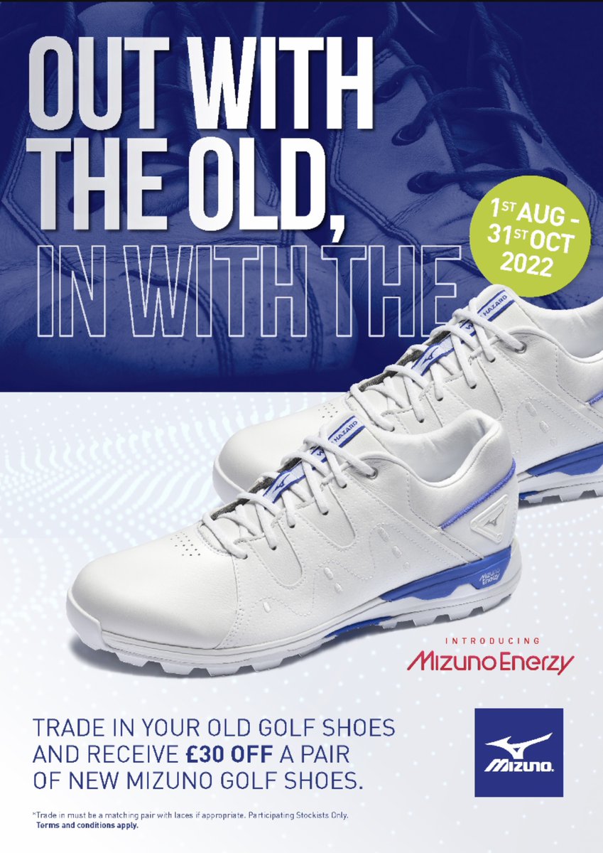 FairwaysProShop's tweet photo. MIZUNO SHOE PROMO
PURCHASE ANY PAIR OF THE NEW MIZUNO HAZARD PRO OR HAZARD BOA SHOES AND RECIEVE £30 OFF IF YOU TRADE IN AN OLD PAIR!!
OFFER AVAILABLE UNTIL THE 31ST OF OCTOBER! https://t.co/umodTV6pO8