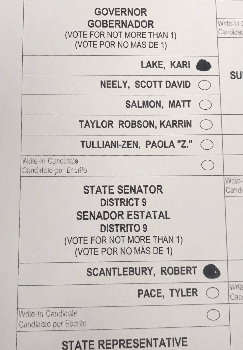 ExDemLatina's tweet photo. Just voted
@shirysapir
@KariLake
@AbrahamHamadeh
@bgmasters
@RealMarkFinchem
Robert Scantlebury
#AmericaFirstCandidates #VoteRedToSaveAmerica https://t.co/t1bZiStpep