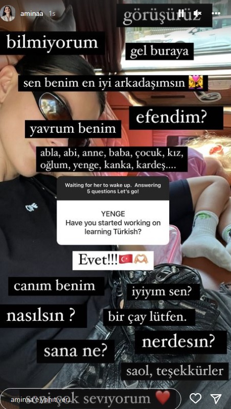 Seferovic'in eşi Amina Seferovic'in Türkçe'de ilk öğrendikleri.