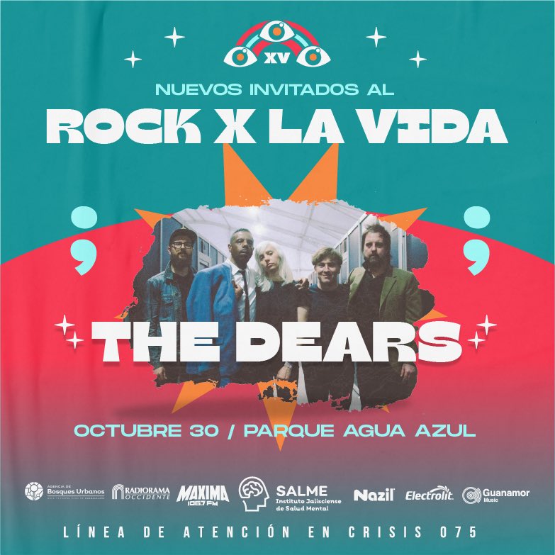 ¡Celebramos la música y la vida! Traspasamos fronteras y le damos la bienvenida al #RXLV15Años a @TheDears, una banda canadiense de indie rock 🇨🇦 😍.

<a href="/Rockporlavida/">Rock Por La Vida</a> 
Presentado por <a href="/guanamor/">Guanamor Music</a> <a href="/Electrolit/">Electrolit</a> <a href="/salmejalisco/">salme</a> #AgenciaMetropolitanaDeBosquesUrbanosDelAMG y @NazilOfteno .