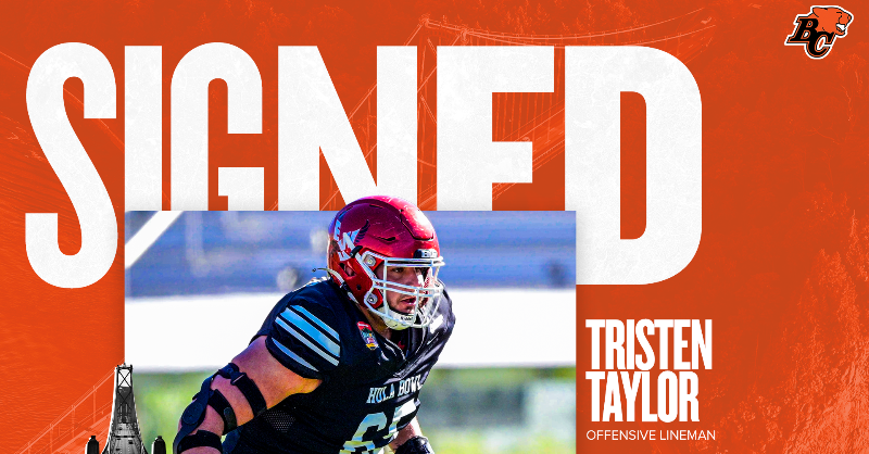 BCLions's tweet photo. An Addition to the OL 💪🏾

#BCLions sign @TristenTaylor65 to the practice roster. He is the @EWUFootball all-time leader in games played with 60 🦁

#RoarLikeNeveefore
