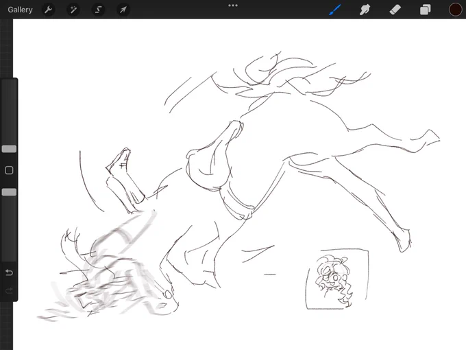 bonus drawing is childe riding a horse  