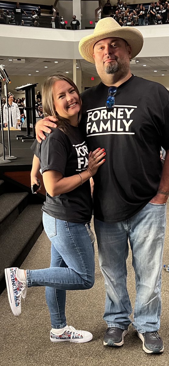 This is the 1st time since the ‘80’s where Big T and I went 2 ‘school’ together! We’re both very competitive and he thinks he’s gonna be the best Bailey in the district, but… If u look at my shoes, you’ll see who’s #WINNING! #ForneyFamily @justinwterry @forneyisd #NewSchoolYear