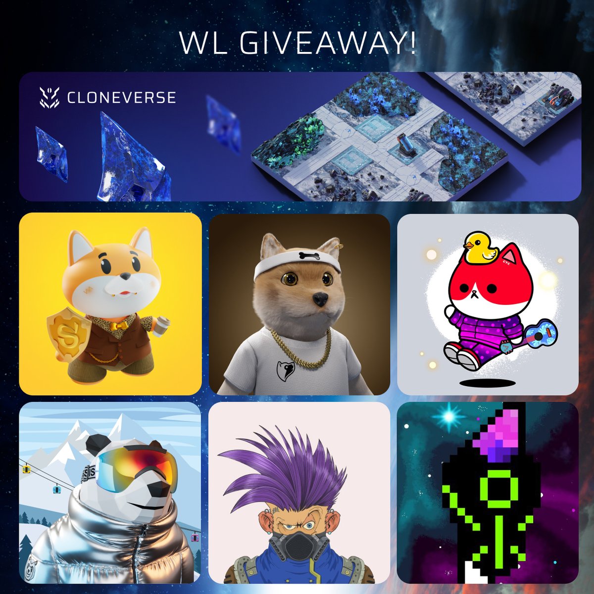 Cloneverse (@cloneverse_nft) on Twitter photo Free MEGA #NFTGiveaway
🏆NFT/WL
<a href="/Cloneverse_NFT/">Cloneverse</a>
<a href="/shibacademy_nft/">ShibAcademy NFT | FREEMINT</a>
@HiddenApes
<a href="/CutieCatsClub/">CutieCats Club 😻</a>
<a href="/animatedpunkz/">AnimatedPunkz</a>
<a href="/BabyFlokiNFT/">BabyFloki</a>
<a href="/ZodiacKingdom_/">The Zodiac Kingdom NFT</a>
✅To enter:
1️⃣Follow all + <a href="/Cloneverse_NFT/">Cloneverse</a>
2️⃣RT & like & tag friends
#NFTGiveaway #NFTcommunity Free MEGA #NFTGiveaway
🏆NFT/WL
<a href="/Cloneverse_NFT/">Cloneverse</a>
<a href="/shibacademy_nft/">ShibAcademy NFT | FREEMINT</a>
@HiddenApes
<a href="/CutieCatsClub/">CutieCats Club 😻</a>
<a href="/animatedpunkz/">AnimatedPunkz</a>
<a href="/BabyFlokiNFT/">BabyFloki</a>
<a href="/ZodiacKingdom_/">The Zodiac Kingdom NFT</a>
✅To enter:
1️⃣Follow all + <a href="/Cloneverse_NFT/">Cloneverse</a>
2️⃣RT & like & tag friends
#NFTGiveaway #NFTcommunity