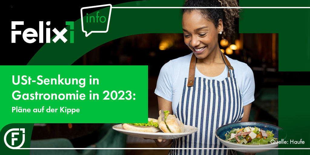felix1_de's tweet image. Nachdem das Kabinett einer Verlängerung des Umsatzsteuersatzes auf Speisen in der #Gastronomie auch für 2023 zugestimmt hatte, stehen die Pläne wegen Vorbehalten der Grünen nun auf der Kippe.

👉 haufe.de/steuern/gesetz…

#felix1 #felix1news #steuern #umsatzsteuer #gastro