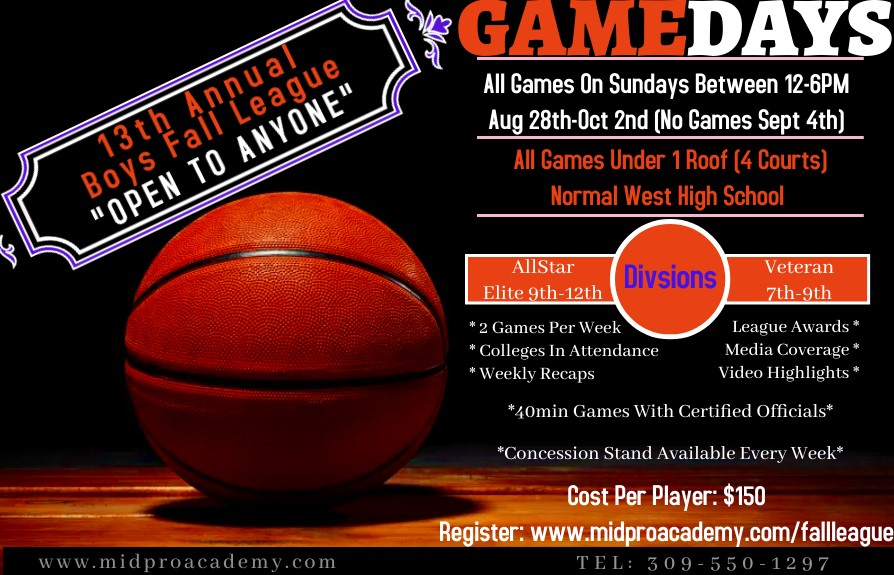 With the demand of the fall league, we have added 2 more hours worth of game times. This will allow us to increase the league from 160 players to 240 players. Don't Miss Out, Register ASAP! 

2 Games Every Sunday For 5 Weeks. 
Registration: tinyurl.com/3adsxnjx