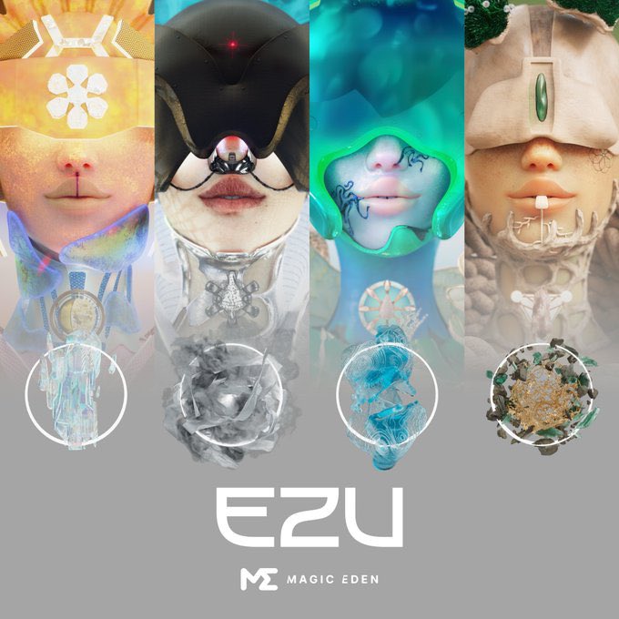 Arty (@artmcarty) on Twitter photo EZU
10 WL spots giveaway, 24 hours.
EZU is the first ever cross-chain mintable Ethereum NFT collection to launch on <a href="/MagicEden/">Magic Eden 🪄</a>’s Launchpad.
To enter:
- Follow <a href="/ezu_xyz/">ezu</a>, <a href="/BAYC2745/">voltura.eth</a> & <a href="/ArtMcArty/">Arty</a>
- Like & RT this tweet
- Tag 3 friends below & tell them to follow the instructions EZU
10 WL spots giveaway, 24 hours.
EZU is the first ever cross-chain mintable Ethereum NFT collection to launch on <a href="/MagicEden/">Magic Eden 🪄</a>’s Launchpad.
To enter:
- Follow <a href="/ezu_xyz/">ezu</a>, <a href="/BAYC2745/">voltura.eth</a> & <a href="/ArtMcArty/">Arty</a>
- Like & RT this tweet
- Tag 3 friends below & tell them to follow the instructions