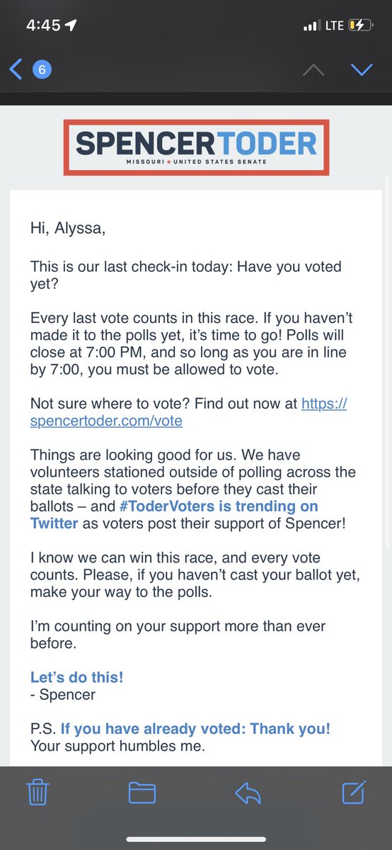 alyssa_p14's tweet photo. You best bet I voted for @SpencerToder! I am one proud #ToderVoter #LFG https://t.co/6M4EsYUMhY