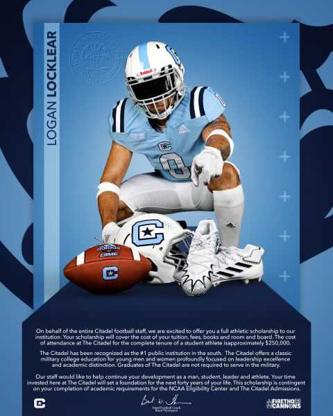 loganlocklear13's tweet photo. Officially Official! Go Dogs! @CitadelFootball https://t.co/S6l1cwKc4s