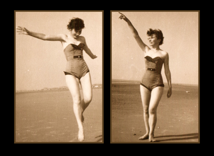 peterjharvey's tweet photo. RIP my lovely mum, Jean Harvey, aged 89. Formidable, feisty, forthright, and fun. We lost her suddenly yesterday - she will stay with me forever. Here she is splashing around at Crosby beach, Liverpool, in 1955. https://t.co/YfwOejHV9A