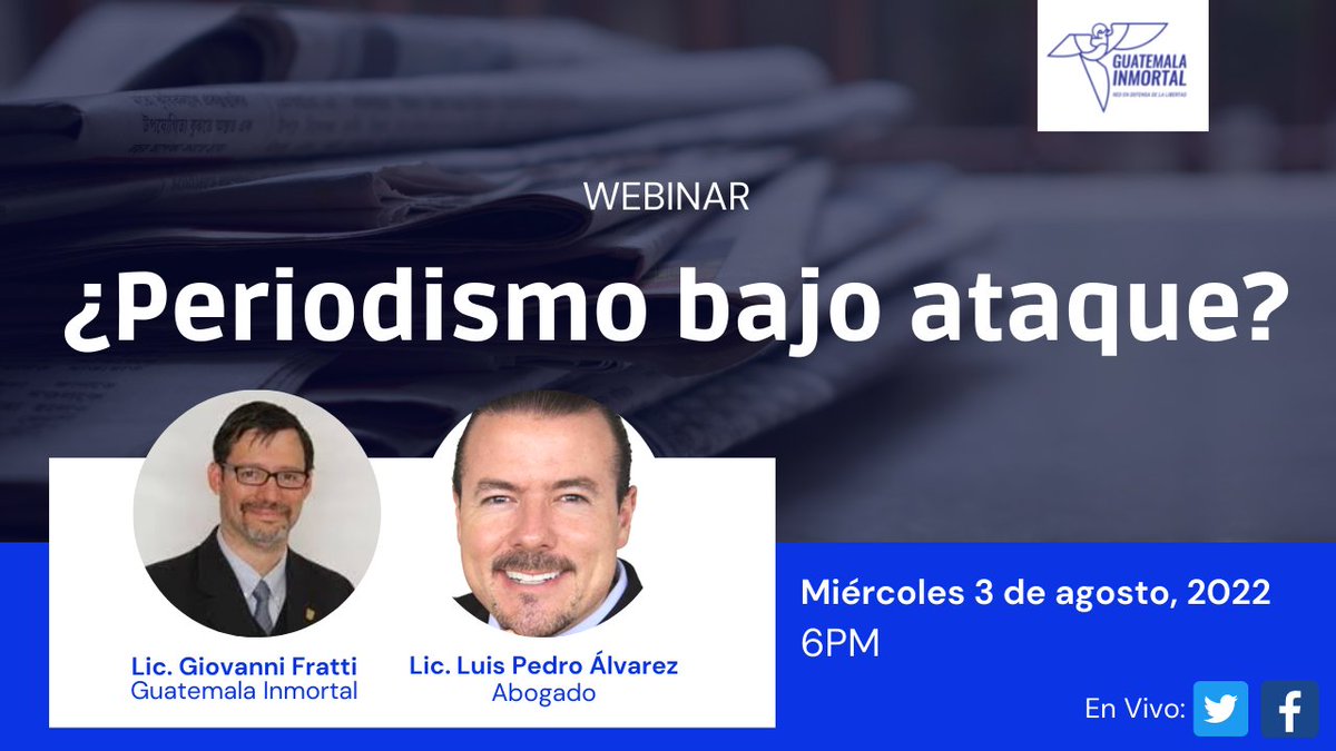 ¿Periodismo bajo ataque? No se pierda este webinar mañana a las 6pm con <a href="/frattigiovanni/">giovanni fratti</a> y <a href="/abogadolpa/">Luis Pedro Alvarez</a>