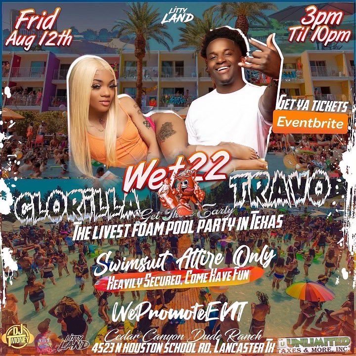 BigTevCEO's tweet image. When you see that #WePromoteENT logo on any flyer just know we finna cut up &amp;amp; go crazy ‼️ 

#Wet22 • August 12th ☀️💦

Cedar Canyon Ranch • Dallas, Tx 🏙🔥