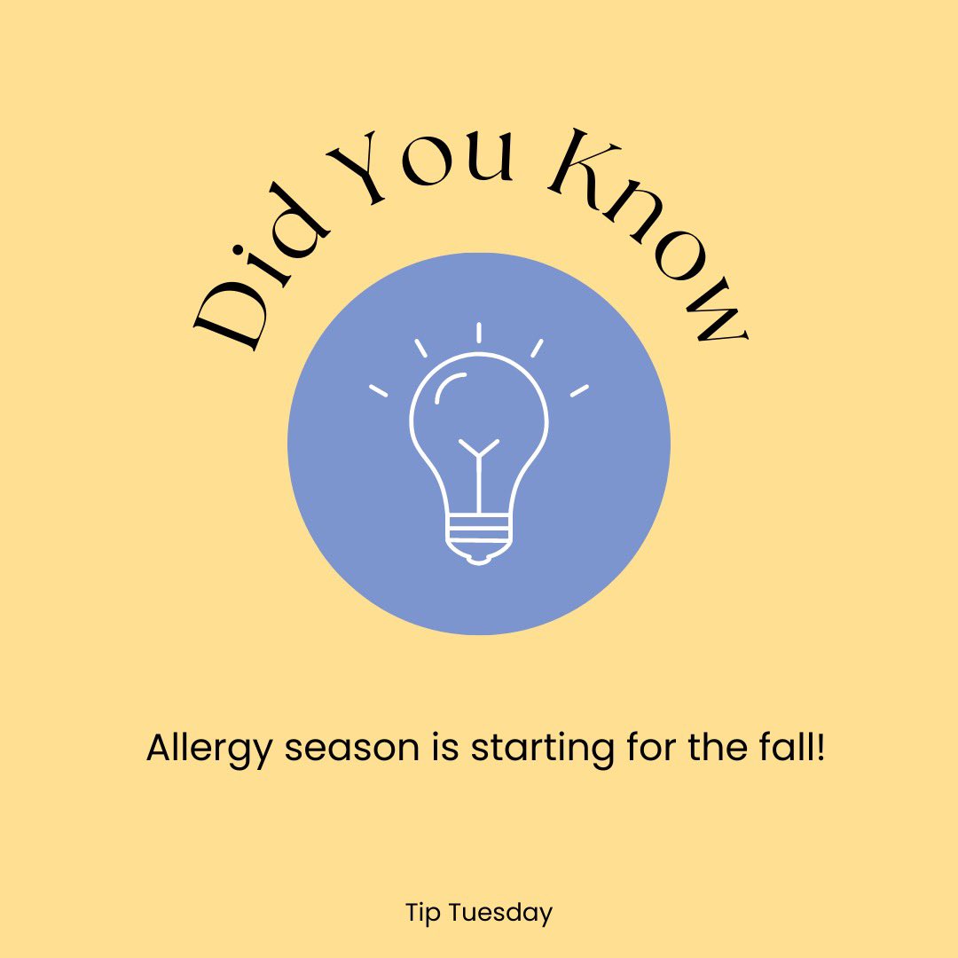 mycarefactor_'s tweet photo. Tip Tuesday: Start stocking up on allergy medicine if you have seasonal allergies! Ragweed is the most common fall allergy culprit, which blooms from August to November, with a peak in early-mid September. #tiptuesday #healthcare #carefactor #allergyseason https://t.co/lWPHUvdbpl