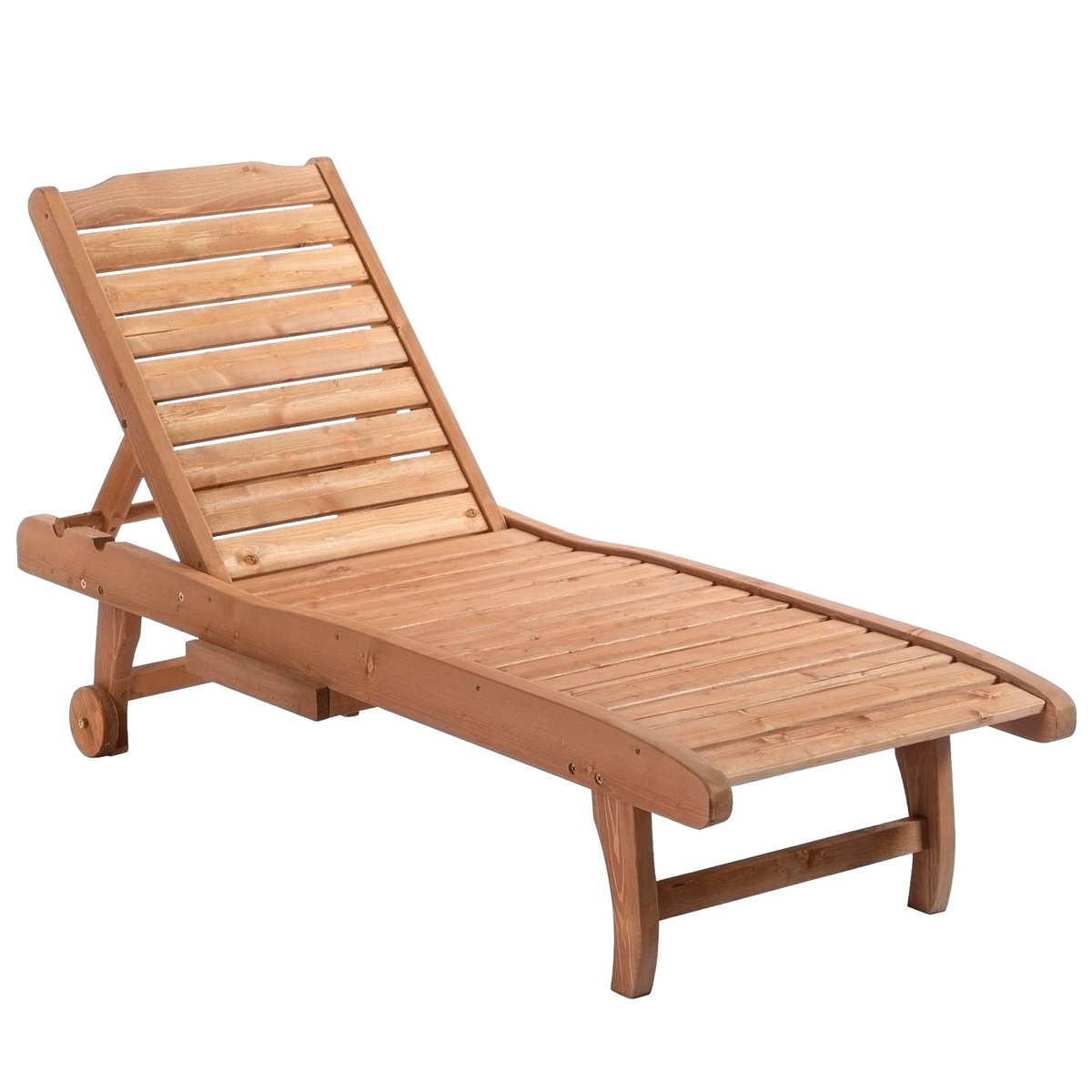Outsunny Wooden Chaise Lounge Outdoor Patio Furniture Adjustable w/Pullout Table nutima.co/products/outsu… #sunloungers #outsunny