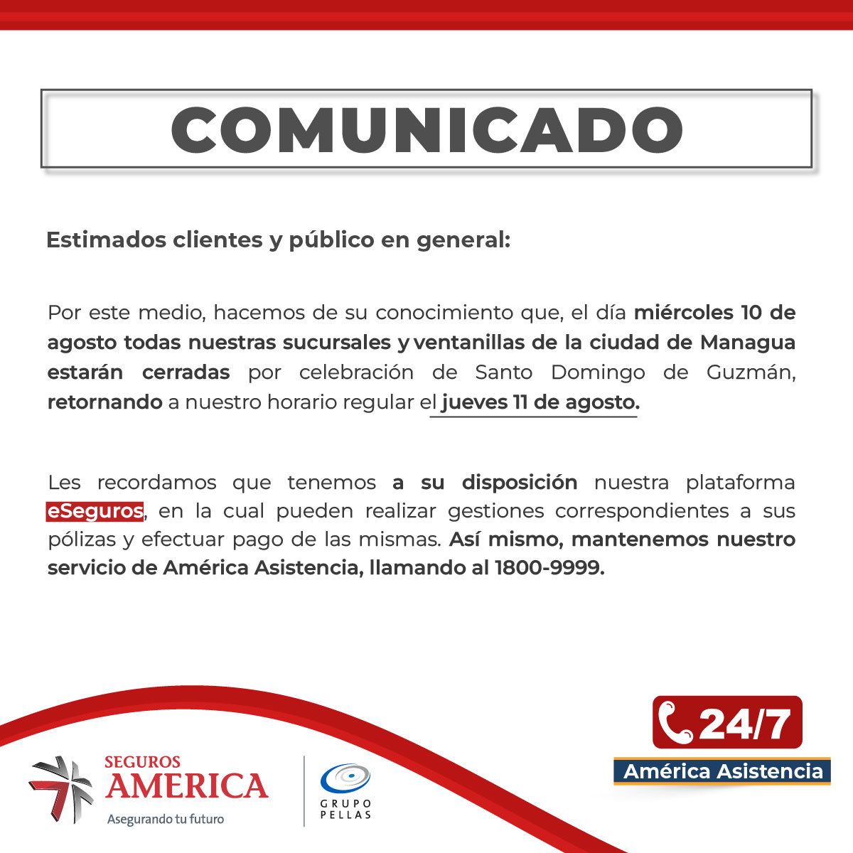 🚨#Comunicado Estimados asegurados y público en general, les hacemos de su conocimiento el siguiente comunicado.