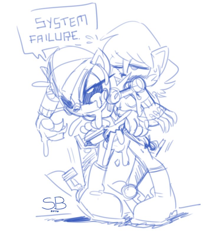 literally having cum pouring out every possible crevice of her mechanized body .