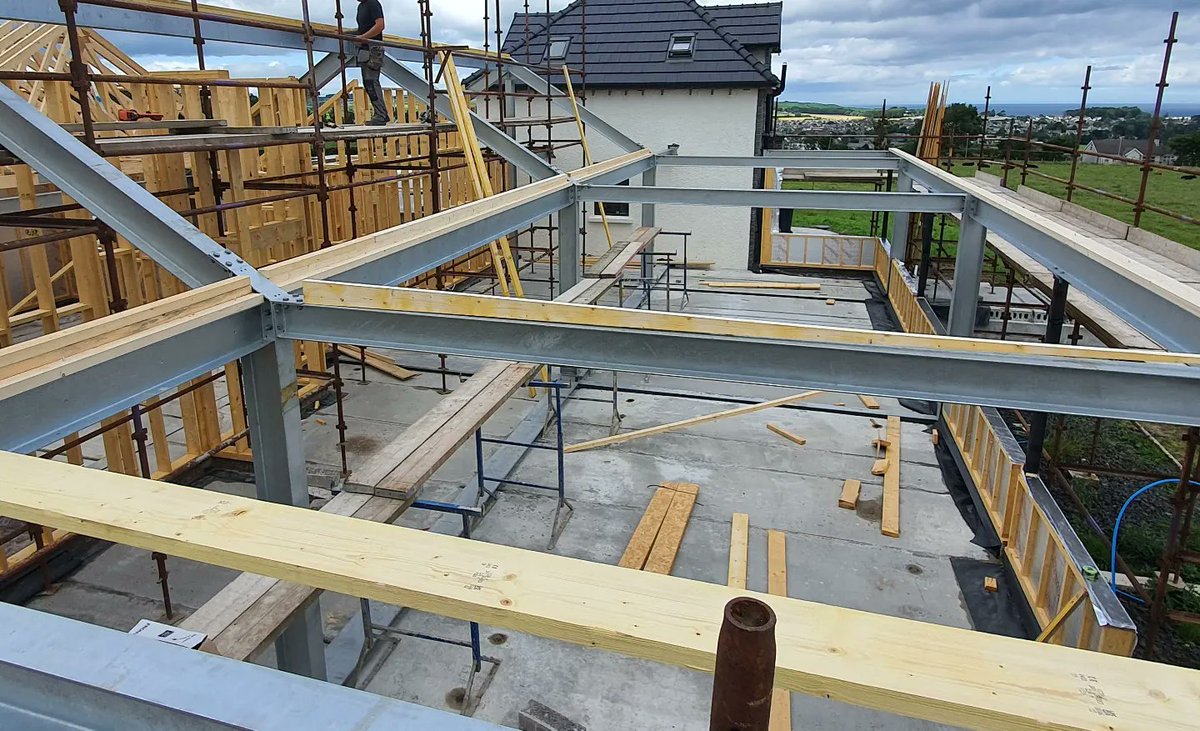 CiaranLaverty's tweet photo. Timber frame going on The new restaurant at the Salthouse Hotel. https://t.co/60ulD2grwD