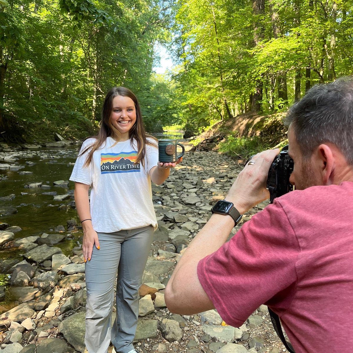 OnRiverTime's tweet photo. 📸 We’re working on a little something special, can you guess what it is? 

We had so much fun doing a photo shoot with our designer, @russgrimes . 
Our big reveal will be coming soon! 
#staytuned https://t.co/y5mSDmTPIc