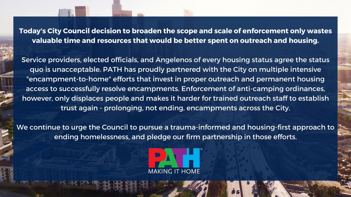 Our statement in opposition to the LA City Council’s vote to expand Municipal Code 41.18 today: