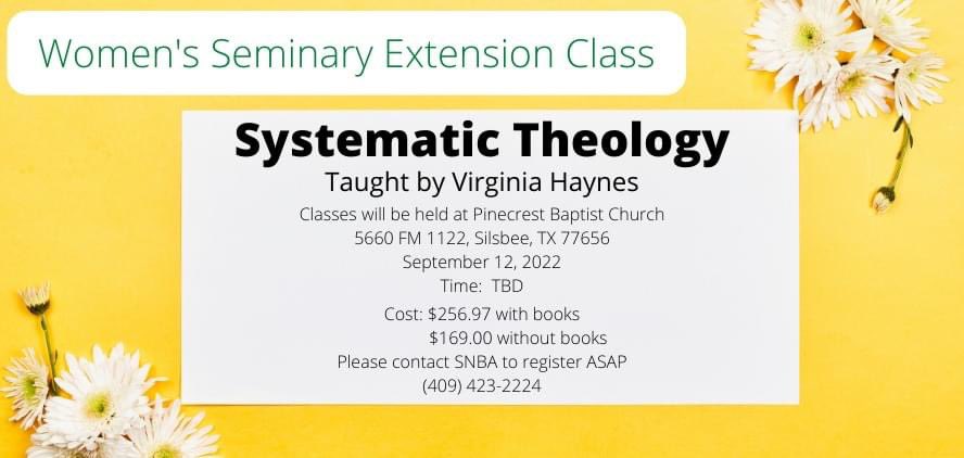 Another Seminary Extension Opportunity this semester!  This one specifically targeted for our ladies!