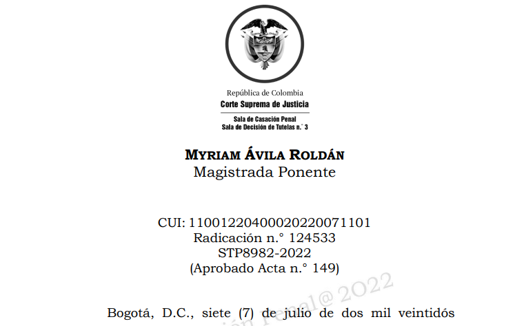 JurisprudenCol's tweet photo. Vulneración del derecho por mora judicial injustificada por parte de la Fiscalía, al superar el plazo razonable para formular imputación u ordenar motivadamente el archivo de la indagación STP8982-2022 https://t.co/NETcNtleqq https://t.co/dhPIdIlNE3