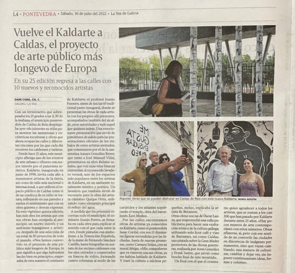 kaldarte's tweet photo. Recortes de prensa de la 25 edición de @kaldarte 
Gracias por ayudarnos a compartir el proyecto.

@caldasdereis.vilatermal @visitcaldasdereis @caldas_de_reis @culturaquente 
#Galicia #kaldarte #culturaquente #arte #streetart #mural #performance #escultura https://t.co/3SVqIFy0at