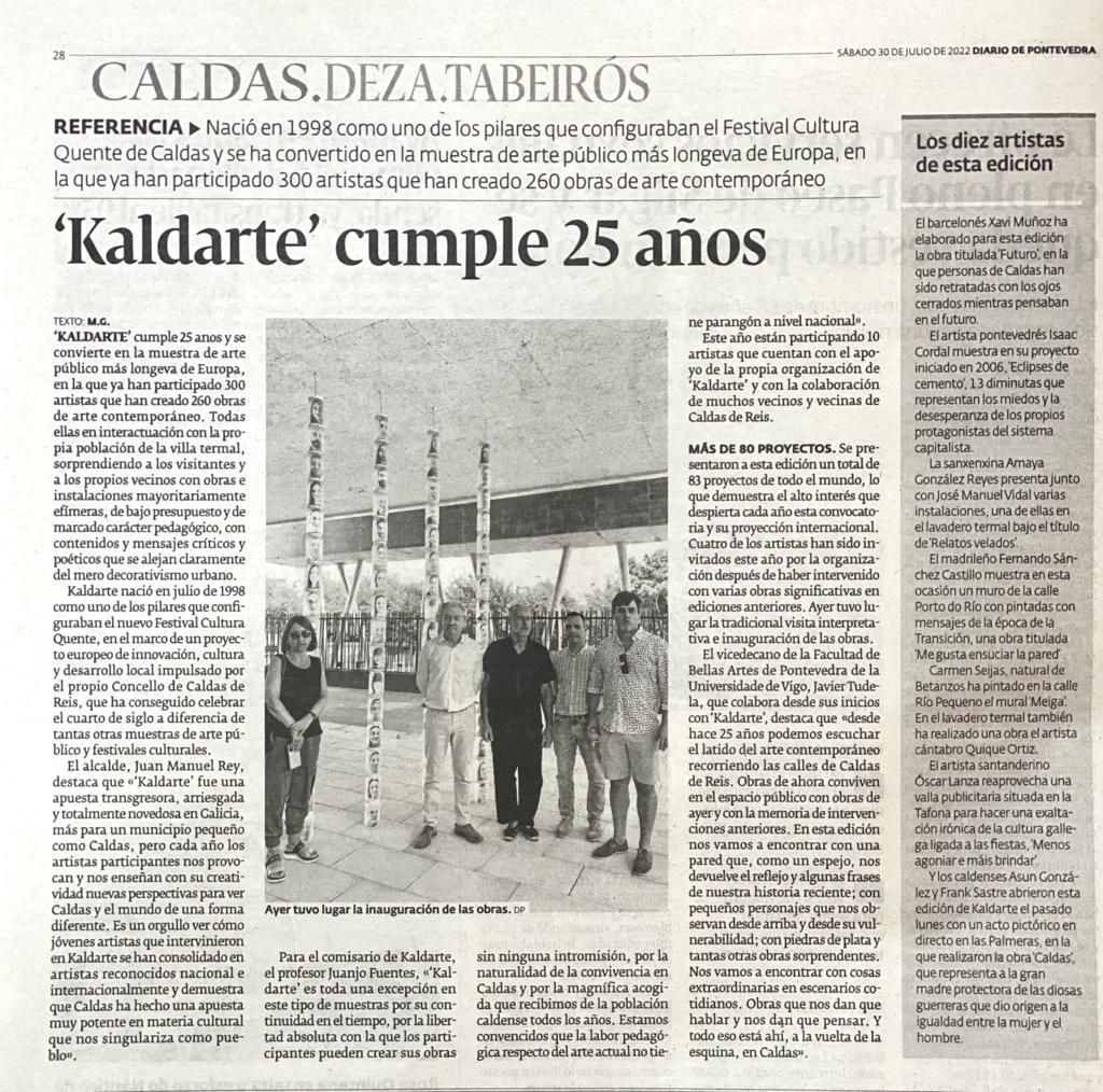 kaldarte's tweet photo. Recortes de prensa de la 25 edición de @kaldarte 
Gracias por ayudarnos a compartir el proyecto.

@caldasdereis.vilatermal @visitcaldasdereis @caldas_de_reis @culturaquente 
#Galicia #kaldarte #culturaquente #arte #streetart #mural #performance #escultura https://t.co/3SVqIFy0at