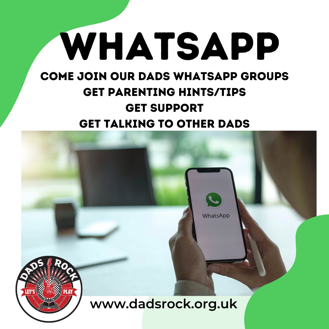 DadsRockOrg's tweet photo. Looking for advice, support, and tips about fatherhood?
Our WhatsApp group is a great place to get chatting with other dads, and to get useful tips and support!📱
If you'd like to join drop us an email at hello@dadsrock.org.uk or send us a dm!
#Dadsupport #dadstalk https://t.co/0Equz7C8az