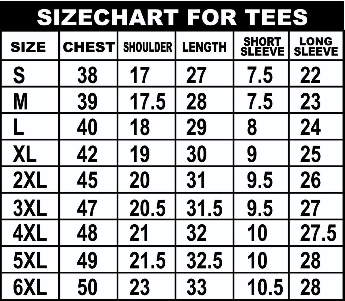 WeebShopng's tweet photo. Size chart 💯 https://t.co/lAn5Xrnygg