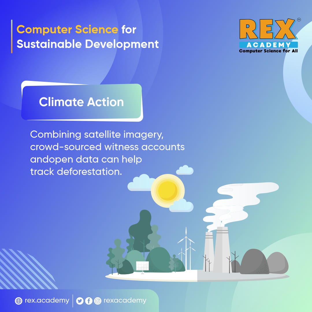 SandhyaPadala1's tweet photo. Computer Science for Sustainable Development
Climate Action:
Combining satellite imagery, crowd-sourced witness accounts and open data can help track deforestation.
#RexAcademy #Coding #ComputerScience #ComputerScienceforSustainableDevelopment #Development #K12 https://t.co/UtVYpo0YPQ