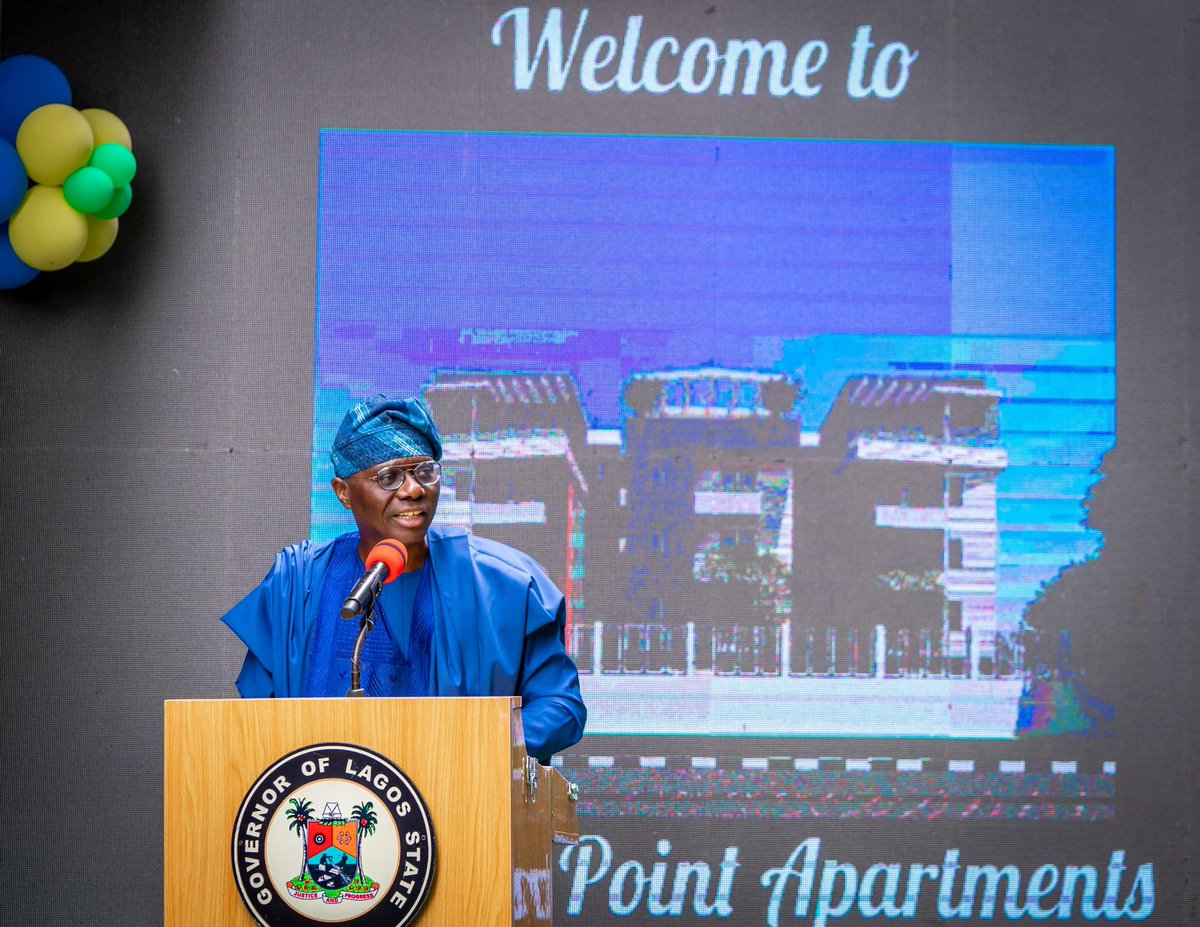 jidesanwoolu's tweet photo. Today, I commissioned Point Apartments in Victoria Island. This is the 16th housing project we have delivered in the last 3 years of our administration. 

This housing project is jointly developed by the LSDPC and Brook Assets and Resources Limited. https://t.co/CYB1XE9jJb