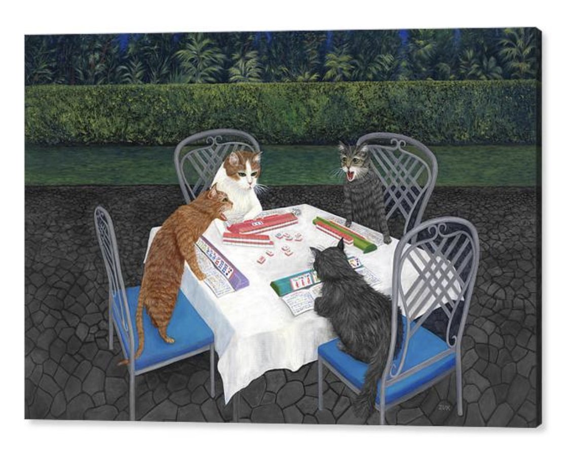 KarenZukArtist's tweet photo. Cats playing Mahjong Special Sale! 36.00" x 24.00" gallery wrapped stretched canvas print. Limited time. https://t.co/WIfseMUsDU
#catart #humorouscatart #mahjong #CatsOfTwitter #catlovers #BuyIntoArt #GiftThemArt #FindArtThisSummer https://t.co/5WWJYG3tC5
