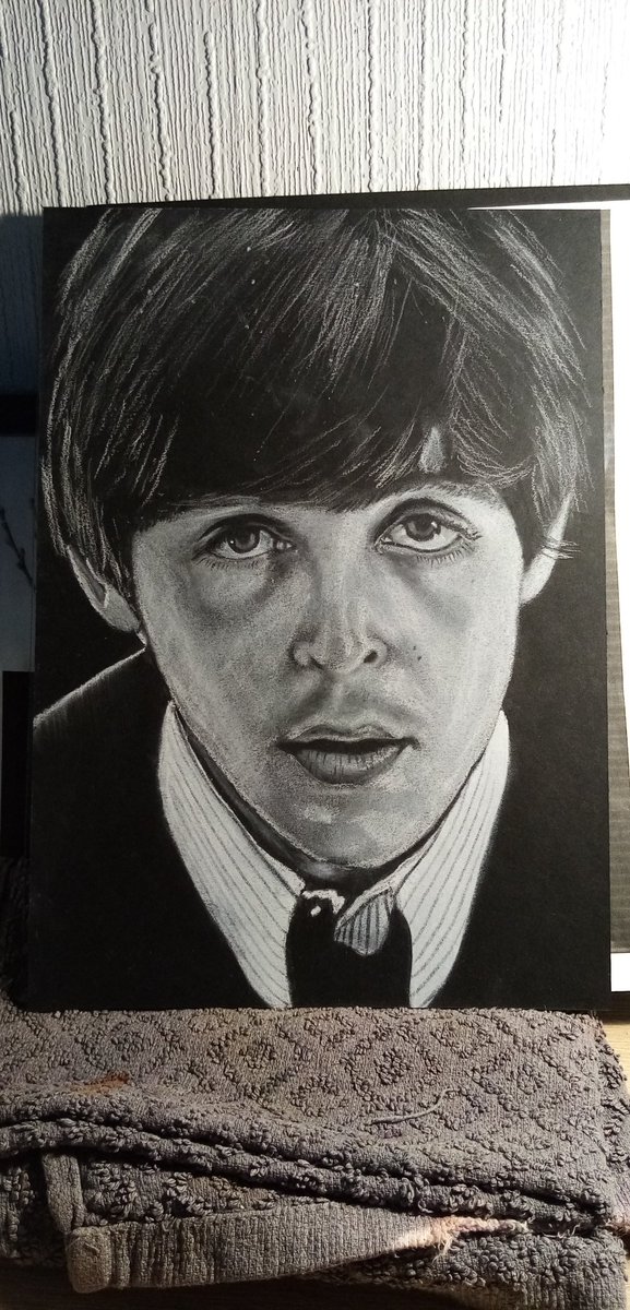 White charcoal on black paper