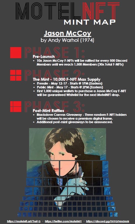 MotelNft's tweet photo. Historically, when inflation is over 3% contemporary #art prices appreciated by 20+%.

Our fractionalized #AndyWarhol #NFT enables you to buy rare art without breaking the bank. For $200, you can own a fraction of the rare painting of Jason McCoy by Andy Warhol
#NFTCommunity https://t.co/9GjmJgtBtP