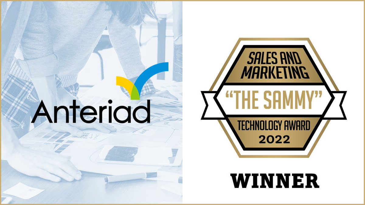 Anteriad_B2B's tweet photo. Did you hear the news?! Anteriad Marketing Cloud Receives Sammy Award for Product of the Year!
https://t.co/m6UdtV35Qk
#Winner #SammyAward #MarketingCloud #WePowerB2B #GetInFront https://t.co/QGUocYYElW