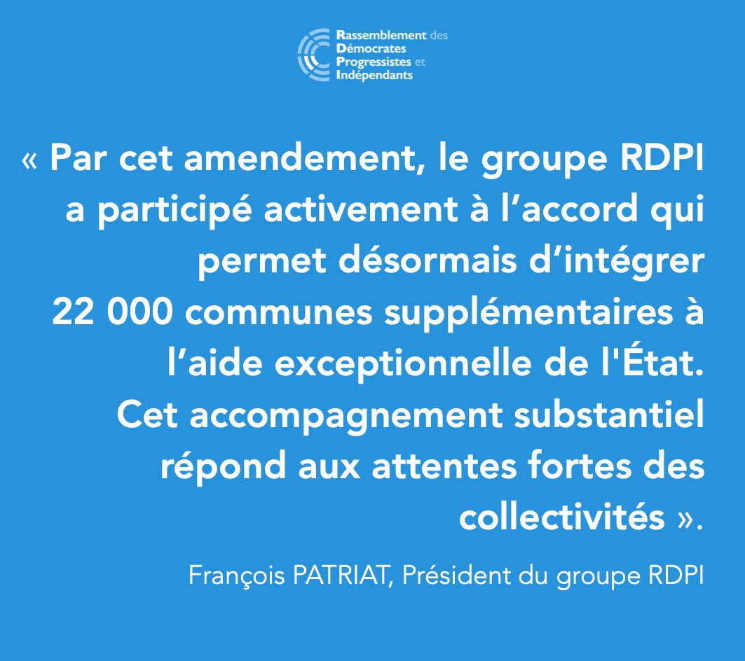 📣 Examen du #PLFR au #Sénat⎜ Les sénateurs #RDPI se réjouissent de l'adoption de leur amendement renforçant massivement le soutien aux #communes et #intercommunalités touchées par l'inflation et la hausse du point d’indice.