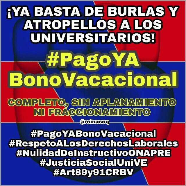reinaseq's tweet photo. 🚨 RESPETEN NUESTROS DDHH 🚨

📢 LA INCERTIDUMBRE E INDOLENCIA OFICIAL ANTE EL IMPAGO DEL #BonoVacacionalYRecreacionalYA PUEDE CATALOGARSE COMO TRATO CRUEL, AÚN MÁS CUANDO ES PÚBLICO Y NOTORIO QUE ESPERAMOS ESE PAGO PARA MERMAR EL HAMBRE, ¡DESPOTISMO PURO! @OITAmericas @OITAndina https://t.co/3f2YTSSBiD
