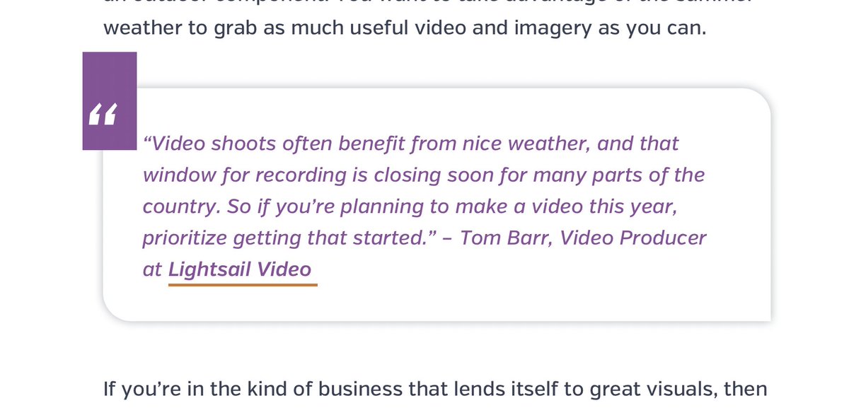 LightsailVideo's tweet photo. Time is ticking! Here's a contribution Tom made to an article about summer marketing tips. #marketing #videoproduction #videotips Read it here: https://t.co/3lOlOOVQIk https://t.co/k3UkCGnWOG