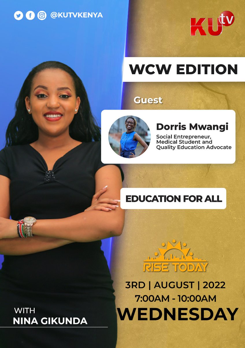 kutv_kenya's tweet photo. This week on #KUTVWomenCrushWednesday #WCW from 7:00 am. You must watch https://t.co/HOPwPmlqBi