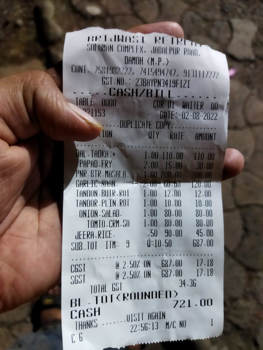 Priyammonujain's tweet photo. I have been charged with service tax of 5% even after arguing about it.
Restaurant has forcibly tried to take whole amount as service tax.
I want strict action to be taken by @PiyushGoyal

As this is against my consent &amp; law.
@PiyushGoyal @PiyushGoyalOffc @PMOIndia @narendramodi https://t.co/cwdSTEtdJL