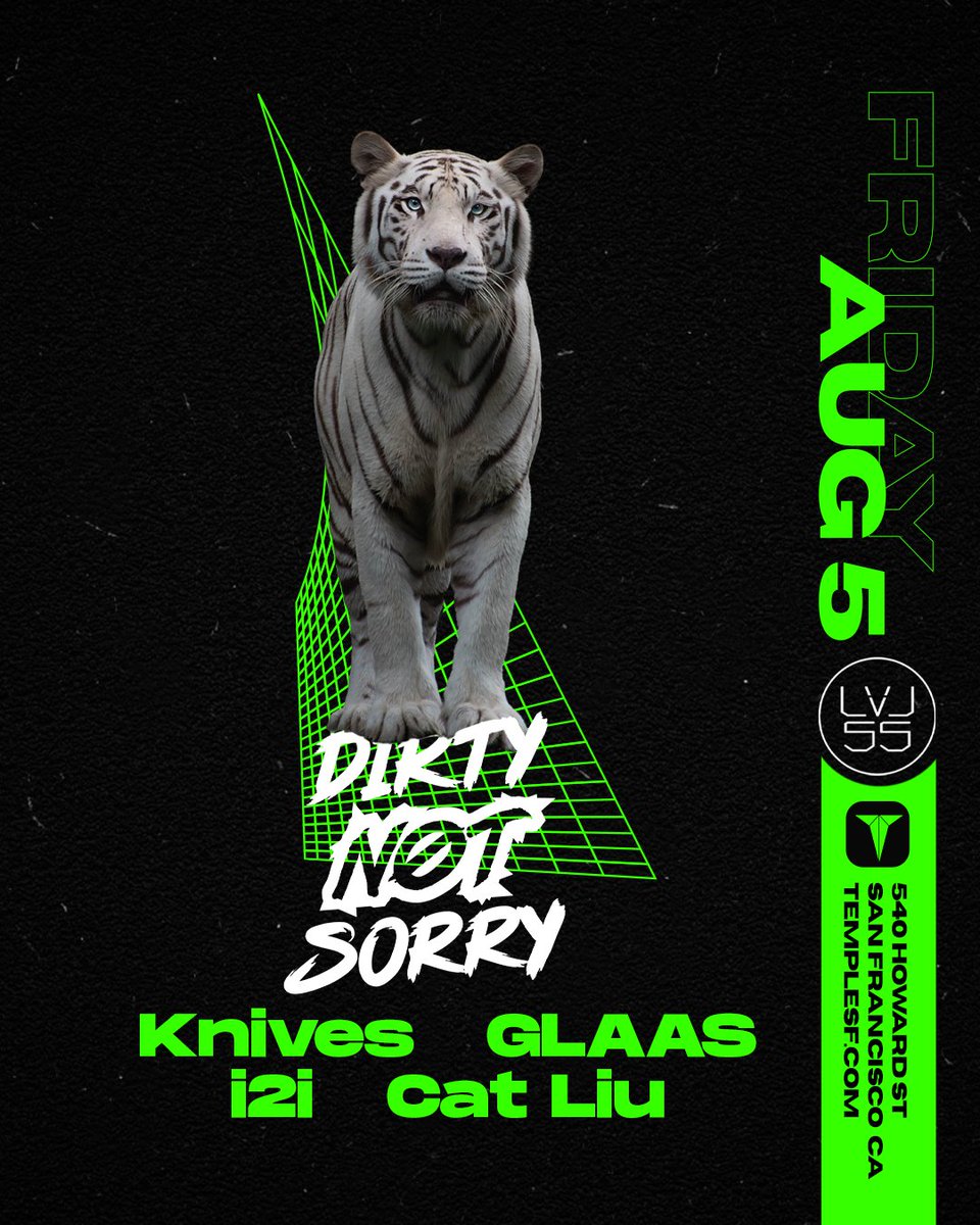 Dirty Not Sorry (@dirtynotsorry) on Twitter photo THIS FRIDAYโThe DNS crew is taking over LVL55 (the basement) <a href="/Temple_SF/">Temple San Francisco</a> for an exclusive unofficial <a href="/sfoutsidelands/">Outside Lands</a> afterparty ๐ฒ๐
We've got a limited 200 person FREE all night Guest-List! Click the link here to sign up โ
๐๐Bit.ly/3zMsyFr THIS FRIDAYโThe DNS crew is taking over LVL55 (the basement) <a href="/Temple_SF/">Temple San Francisco</a> for an exclusive unofficial <a href="/sfoutsidelands/">Outside Lands</a> afterparty ๐ฒ๐
We've got a limited 200 person FREE all night Guest-List! Click the link here to sign up โ
๐๐Bit.ly/3zMsyFr