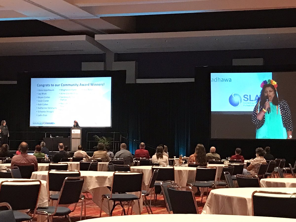 <a href="/slaeurope/">SLA Europe</a> s own <a href="/SeemaRampersad/">S Rampersad</a> taking the stage at the closing of #SLA2022 to congratulate our award winners including our ECCA winners 👏