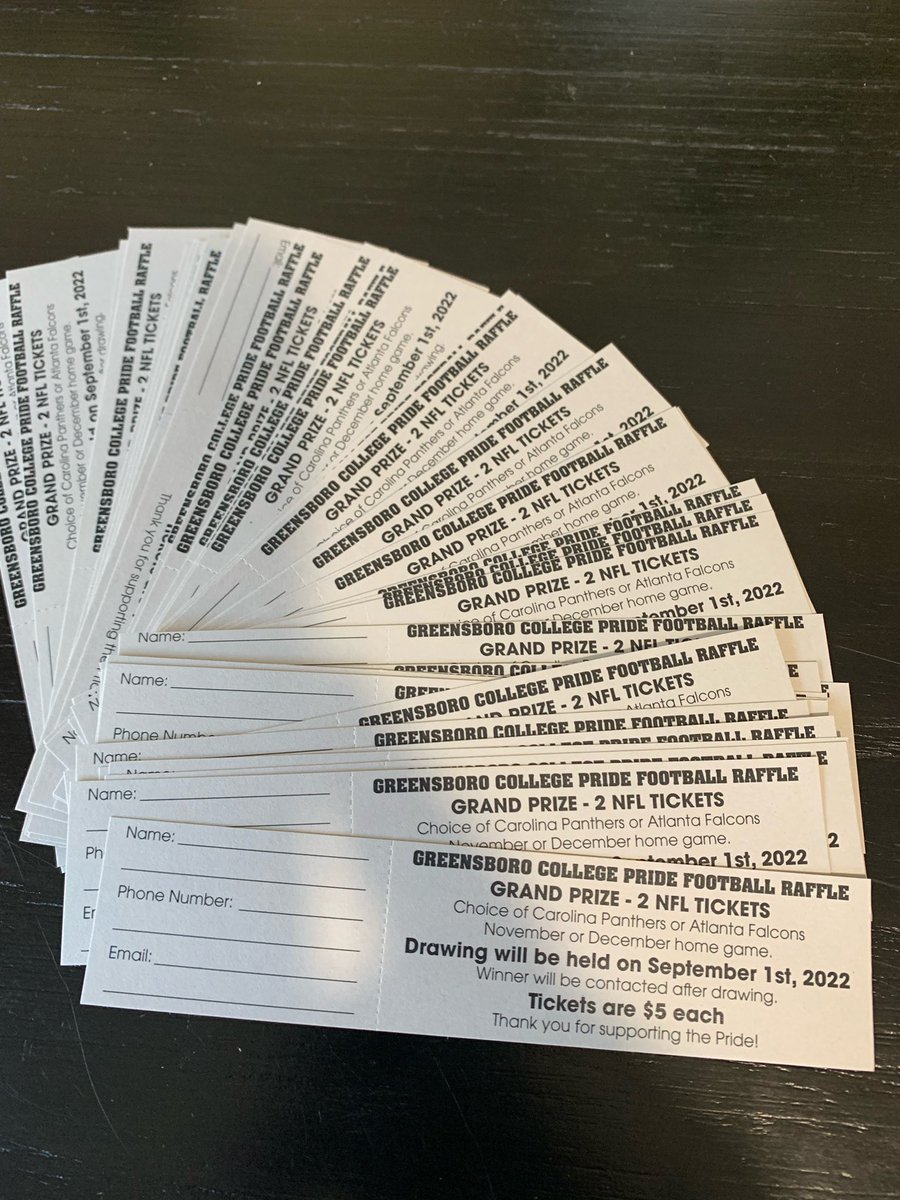 GraffamConnor's tweet photo. $5 raffle tickets for a chance to win 2 NFL tickets 
Thanks for supporting Greensboro College Football 
Message me if you want to buy 1 or 10. https://t.co/XfFEmBb70G