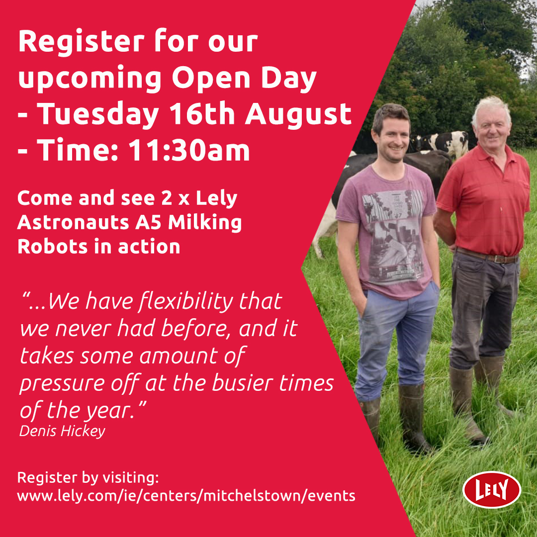 LelyCenterMTown's tweet photo. 📌Open Day📌
We are hosting an #OpenDay at the Hickey Family farm on Tuesday, 16th Aug @ 11:30am. For more information and to register your place, visit: https://t.co/dIWq8qyJ8y

#OpenFarm #OpenDay #SwitchToAutomation #RoboticMilking https://t.co/5ID6f5WicH