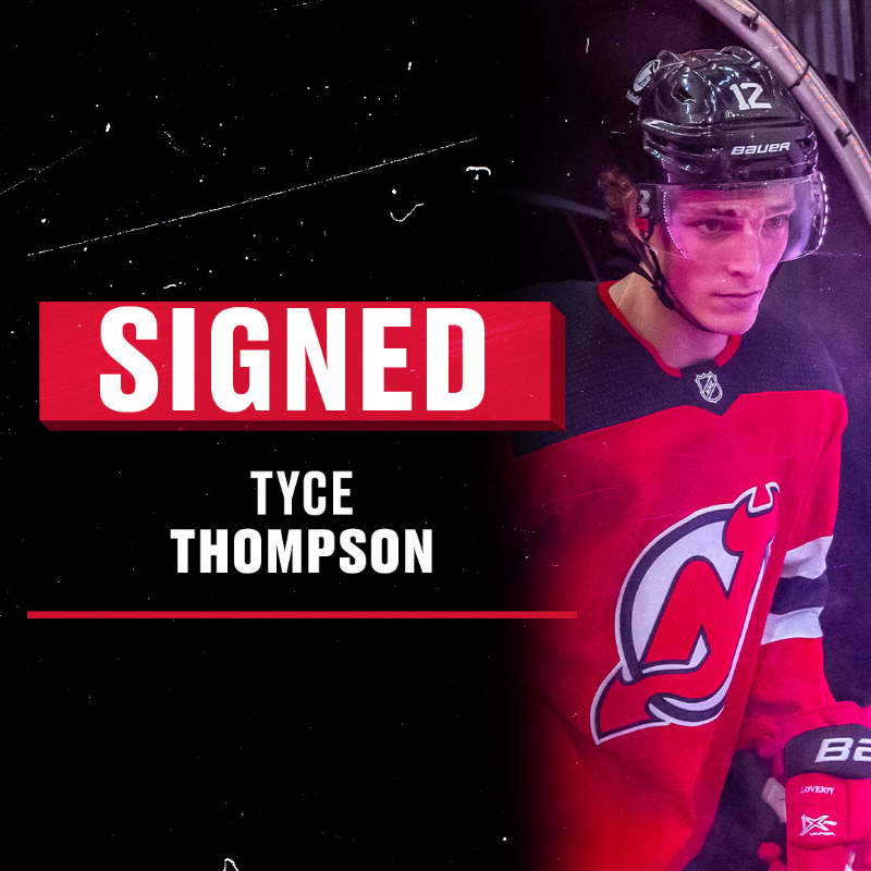 NJDevils's tweet photo. We have signed Tyce Thompson to a two-year deal!

Welcome back, Tyce.
