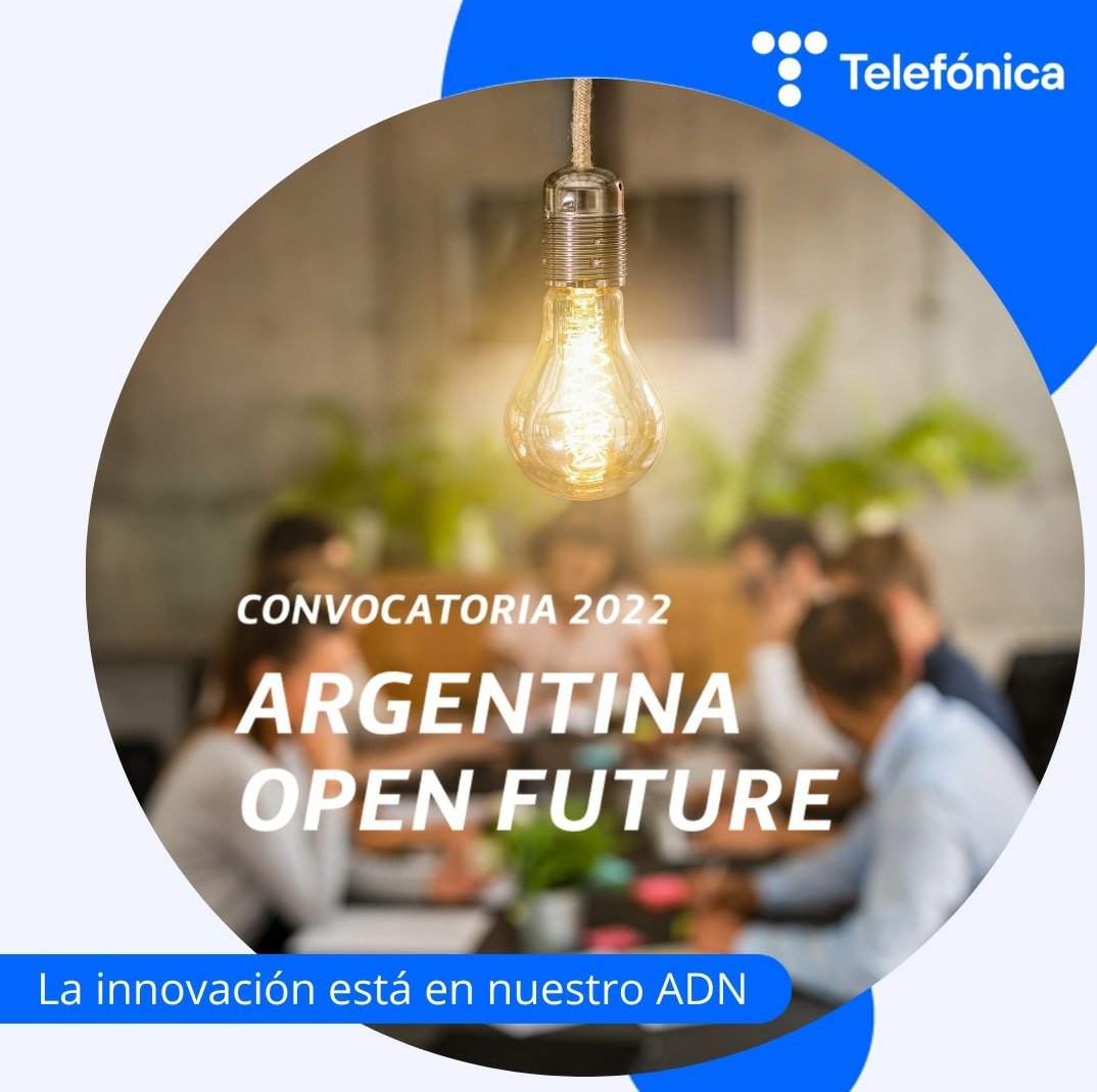 Atención emprendedores en Argentina.
 ¡La convocatoria 2022 de Telefónica Open Future Argentina sigue abierta! Buscan proyectos tecnológicos para trabajar y desarrollar en sus 9 Hubs de Innovación. 📆Tienes tiempo hasta el 8 de agosto Inscríbete en 👉🏻 lnkd.in/eXkdjtEY