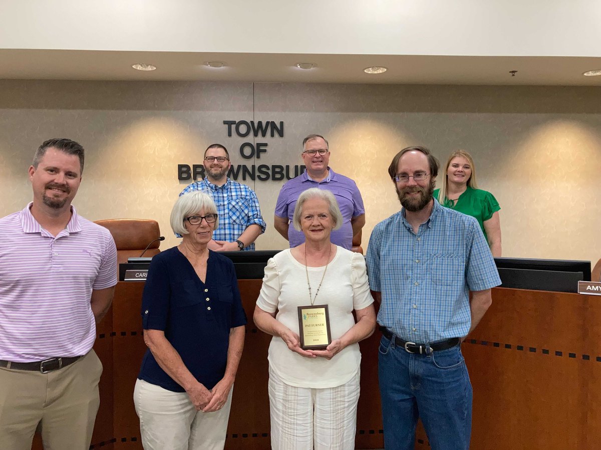 BrownsburgParks's tweet photo. At last week's Park Board meeting, we recognized Steve Tomlinson, Pat Furner, and Lynn Gosnell for volunteering more than 25 hours within the Brownsburg Parks system in 2021. 

We're grateful for our volunteer's hard work and dedication to the community! https://t.co/Szc8lzpWp4